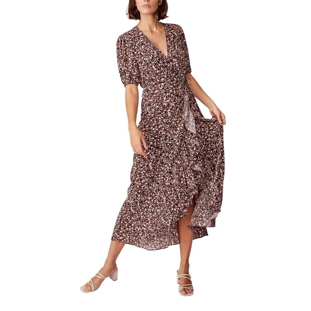 Cotton On Floral Wrap Dress Ruffle Midi Size Large